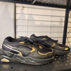 Puma Black and Gold Men's Sneakers
